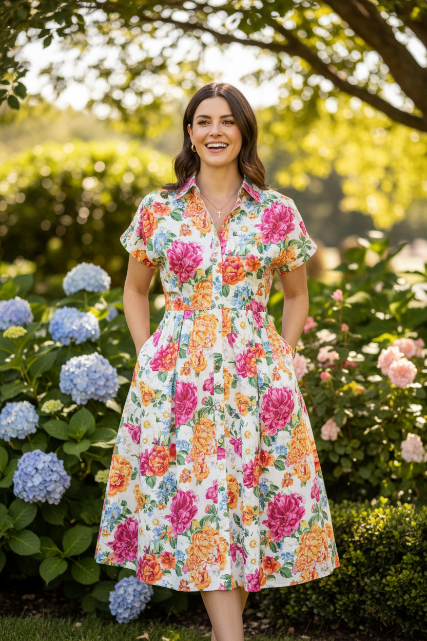 Pleated Shirtdress Lifestyle