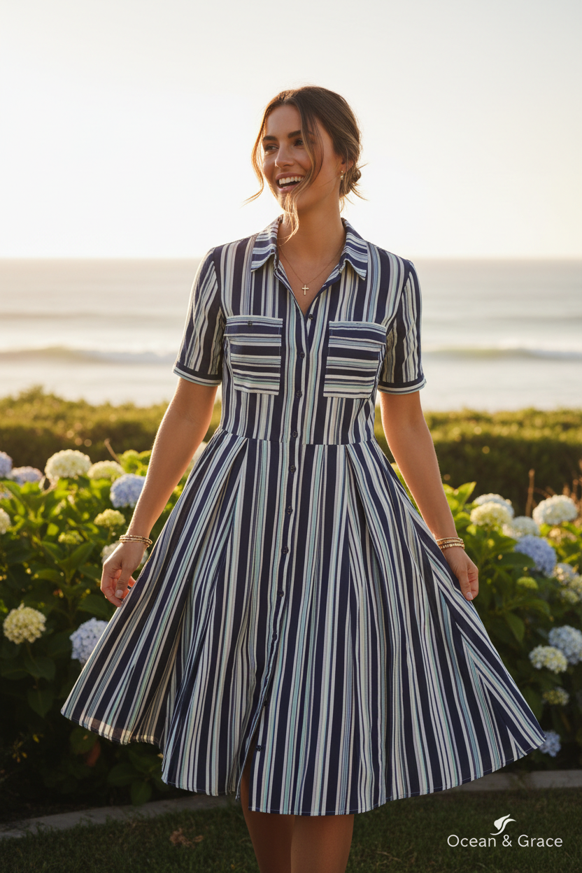 Seaside Stripe Dress Lifestyle