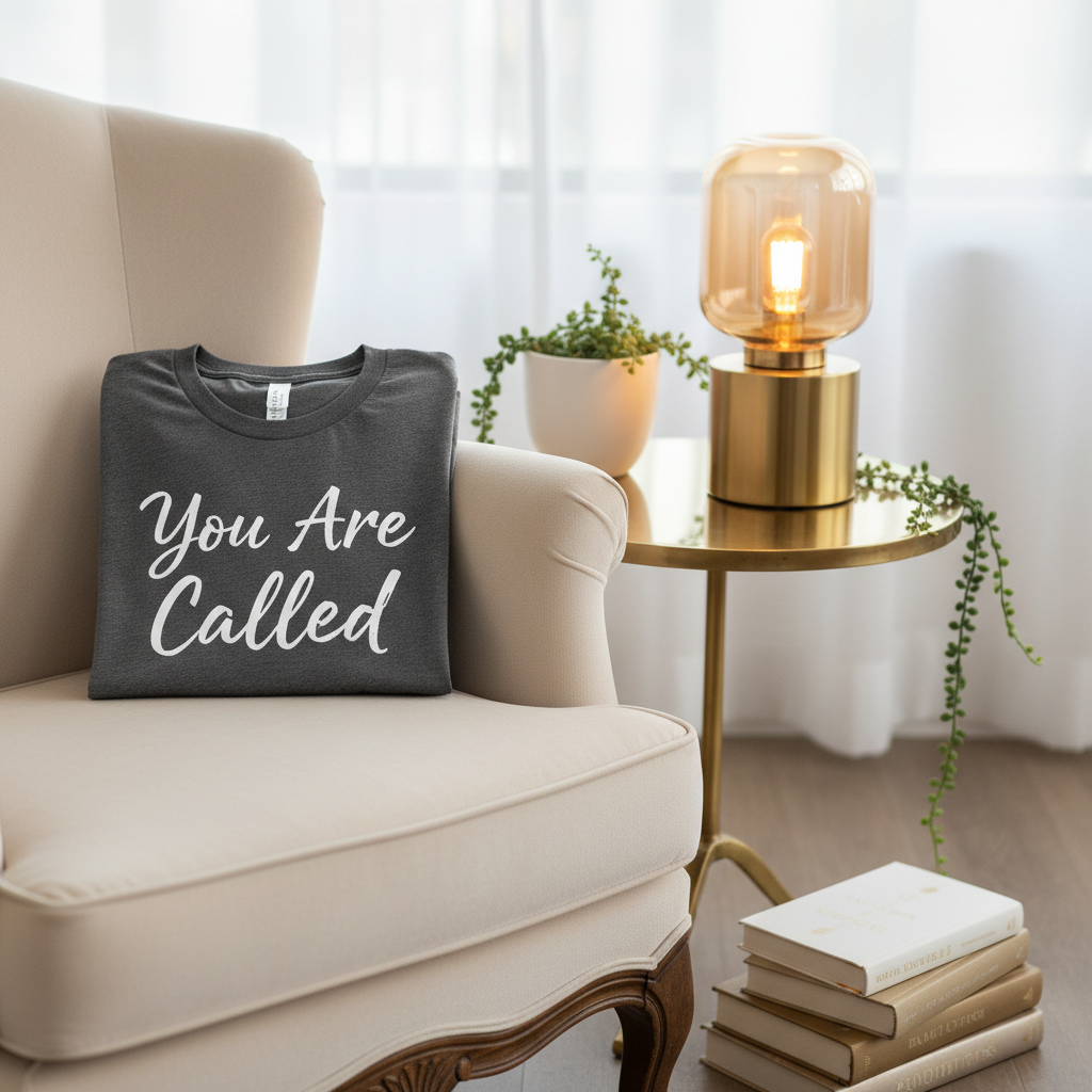 You Are Called tee folded on furniture